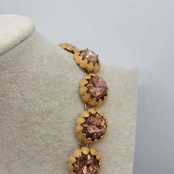 J Crew Pinkish Neutral Enamel with Citrine Colored Crystals Cupcake Necklace - Picture 5 of 11